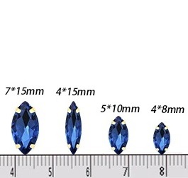 画像4: 【リーフ4×8mm】ゴールド台座付きＡ級ガラスストーン25個クリア色